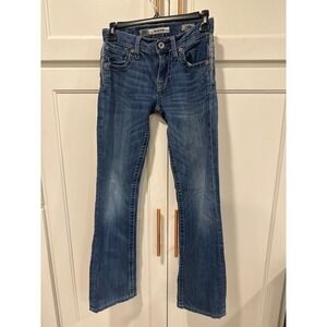 24KR BKE Aiden Boys Jeans Bootcut Blue Denim Straight Leg Distressed Medium Wash